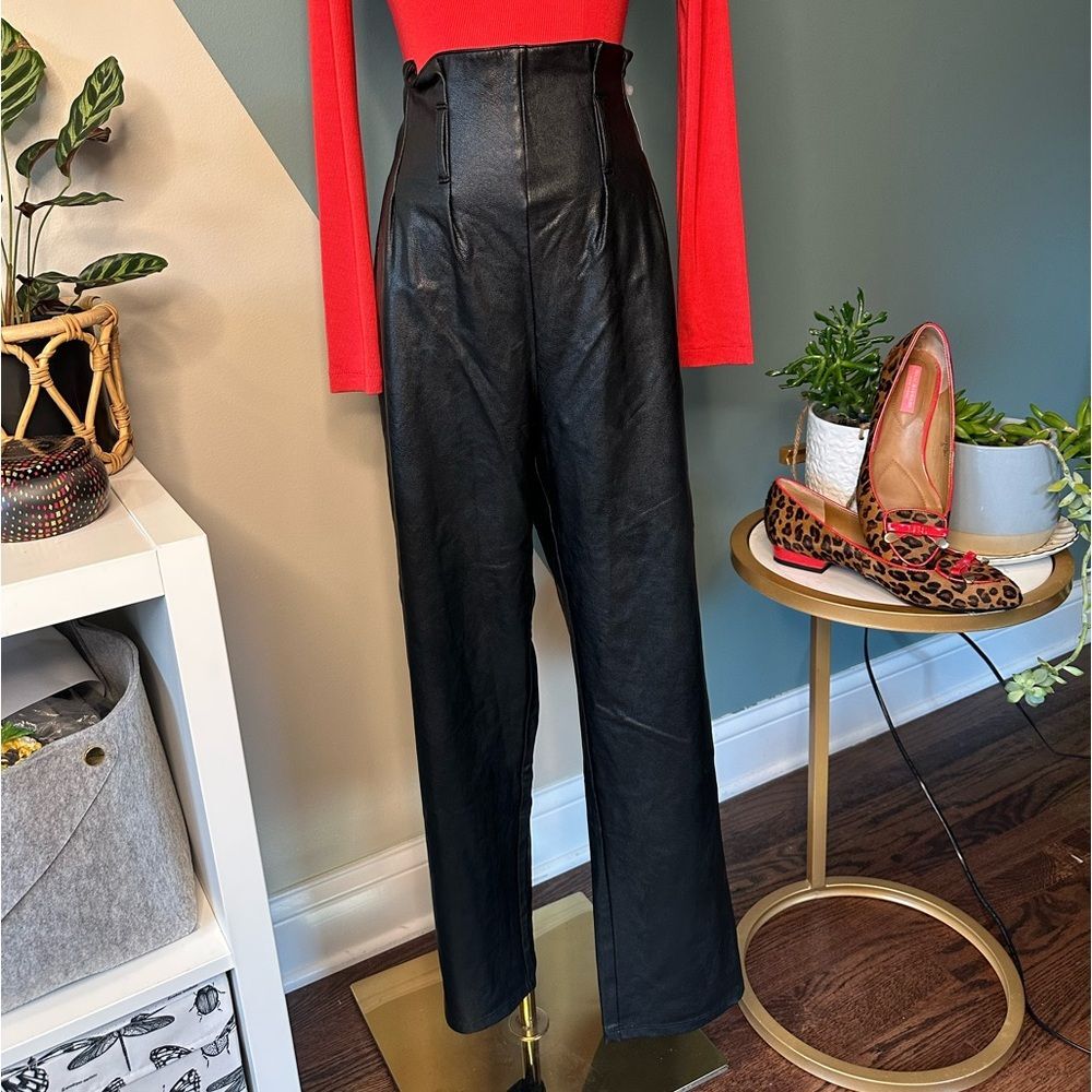 Commando Faux Leather Paperbag Pants XL High-Waist Tapered Relaxed Fit (NWT)